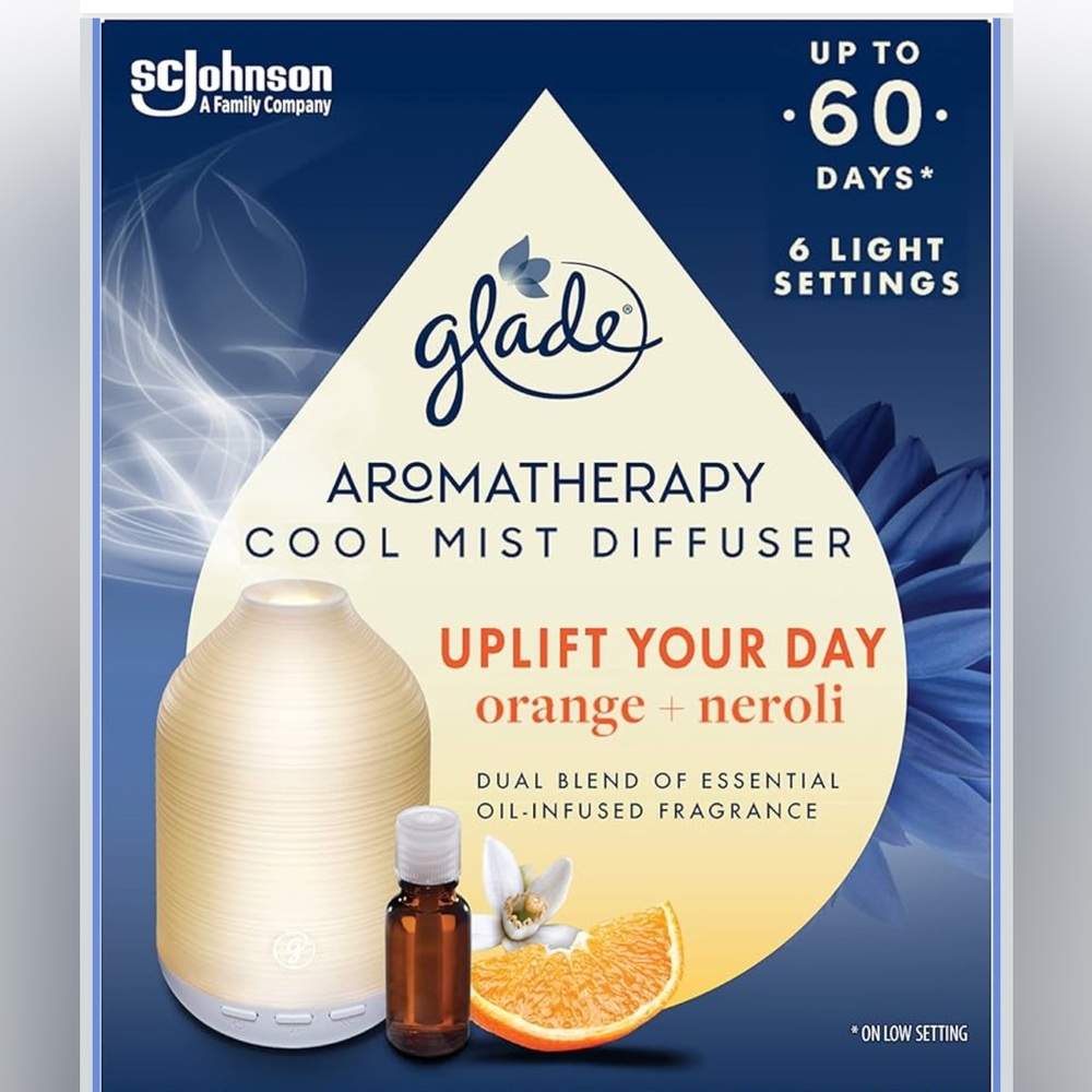 Glade Aromatherapy Diffuser+Essential Oil Refill Air Freshener Orange Neroli Set
